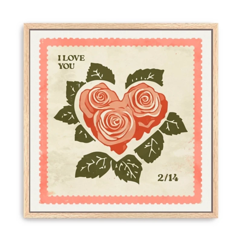 Love Stamp Framed Canvas Art Print
