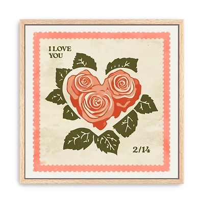 Love Stamp Framed Canvas Art Print
