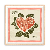 Love Stamp Framed Canvas Art Print