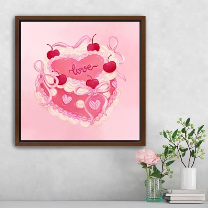 Valentine's Cake Framed Canvas Art Print