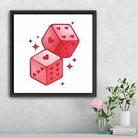 Heart Dice Framed Canvas Art Print