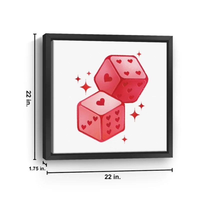 Heart Dice Framed Canvas Art Print