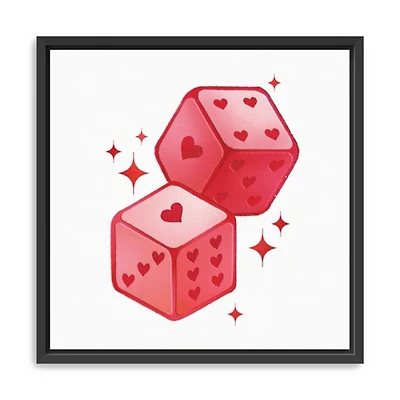 Heart Dice Framed Canvas Art Print
