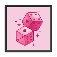 Pink Heart Dice Framed Canvas Art Print