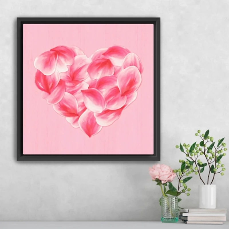 Petal Heart Framed Canvas Art Print