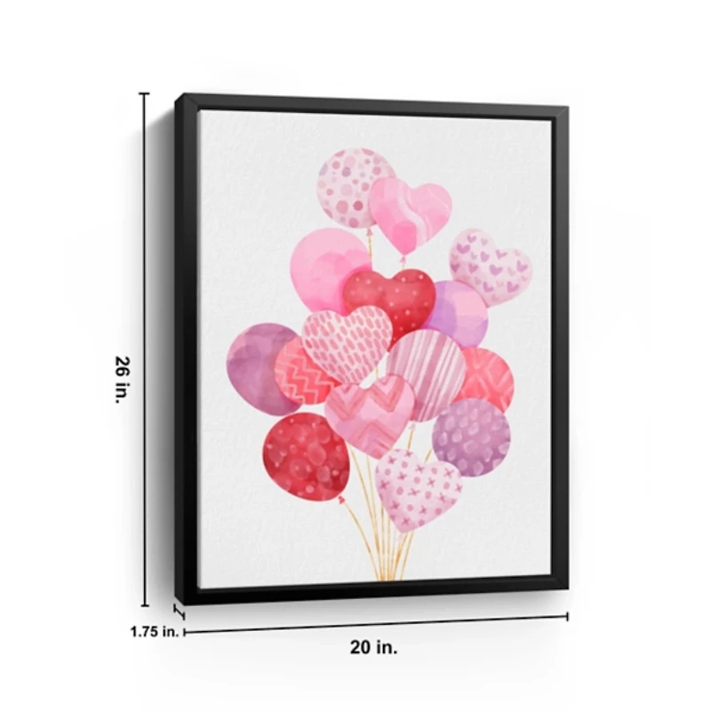 Balloon Hearts Framed Canvas Art Print