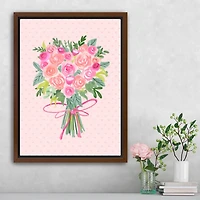 Heart Shaped Rose Bouquet Framed Canvas Art Print
