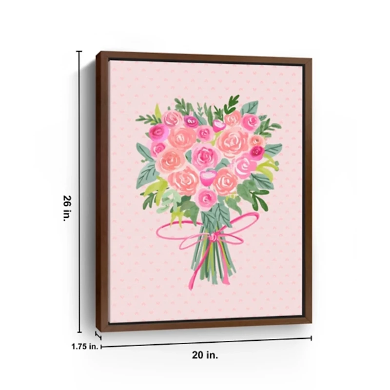 Heart Shaped Rose Bouquet Framed Canvas Art Print