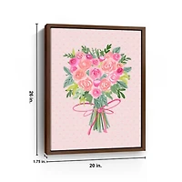 Heart Shaped Rose Bouquet Framed Canvas Art Print