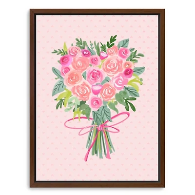 Heart Shaped Rose Bouquet Framed Canvas Art Print