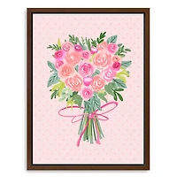 Heart Shaped Rose Bouquet Framed Canvas Art Print
