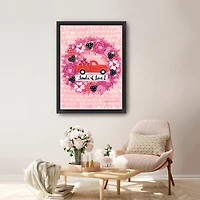 Valentine Wreath Truck Framed Canvas Art Print