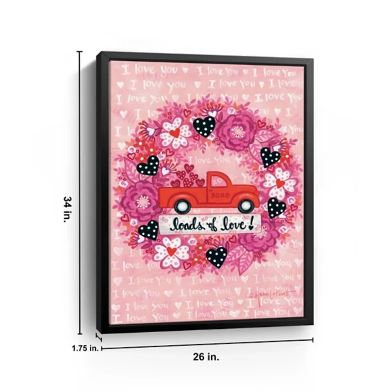 Valentine Wreath Truck Framed Canvas Art Print