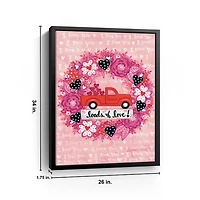 Valentine Wreath Truck Framed Canvas Art Print