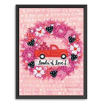 Valentine Wreath Truck Framed Canvas Art Print