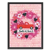 Valentine Wreath Truck Framed Canvas Art Print