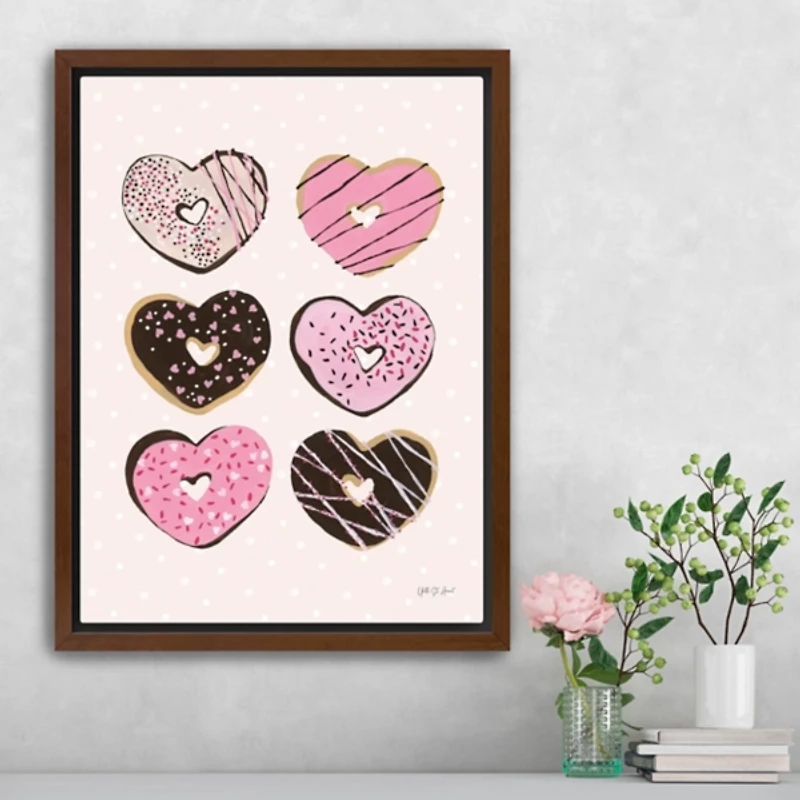 Heart Donuts Framed Canvas Art Print