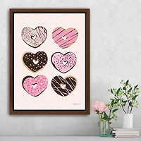 Heart Donuts Framed Canvas Art Print
