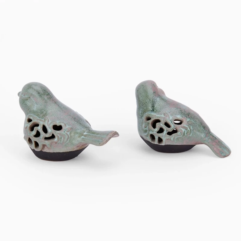 Distressed Ceramic Bird Figurines