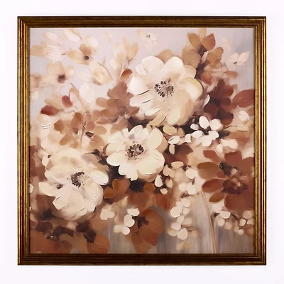 Neutral Fall Florals Framed Art Print