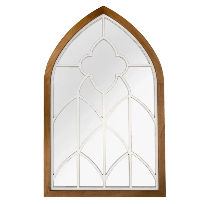 Brown and White Napa Pane Arched Wall Mirror