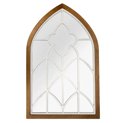 Brown and White Napa Pane Arched Wall Mirror