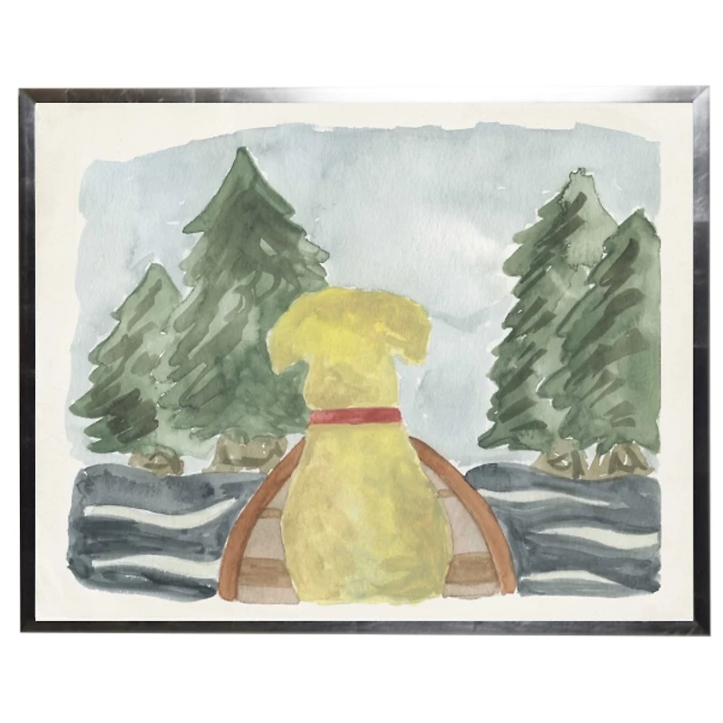 Dog in a Canoe Kids Framed Art Print