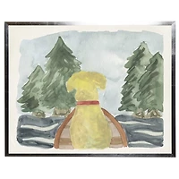 Dog in a Canoe Kids Framed Art Print
