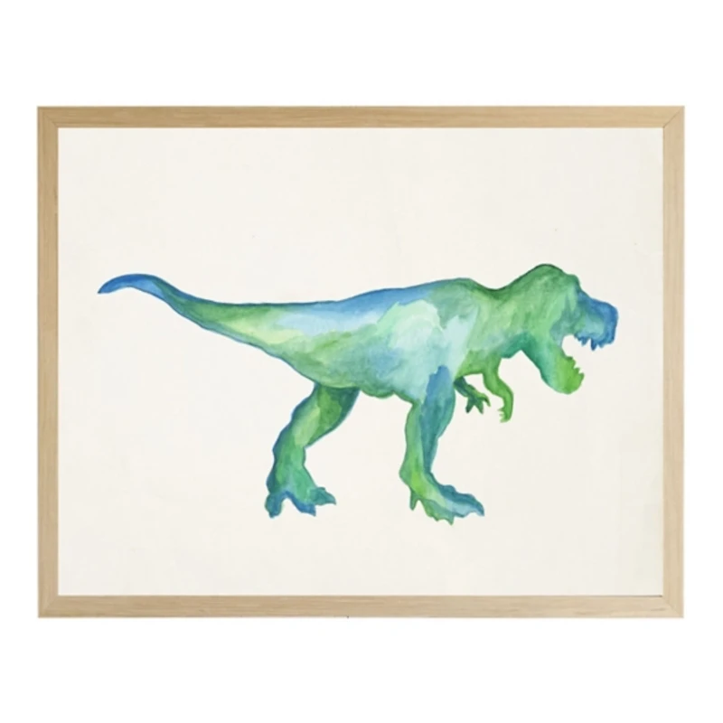 Blue and Green Dinosaur Kids Framed Art Print