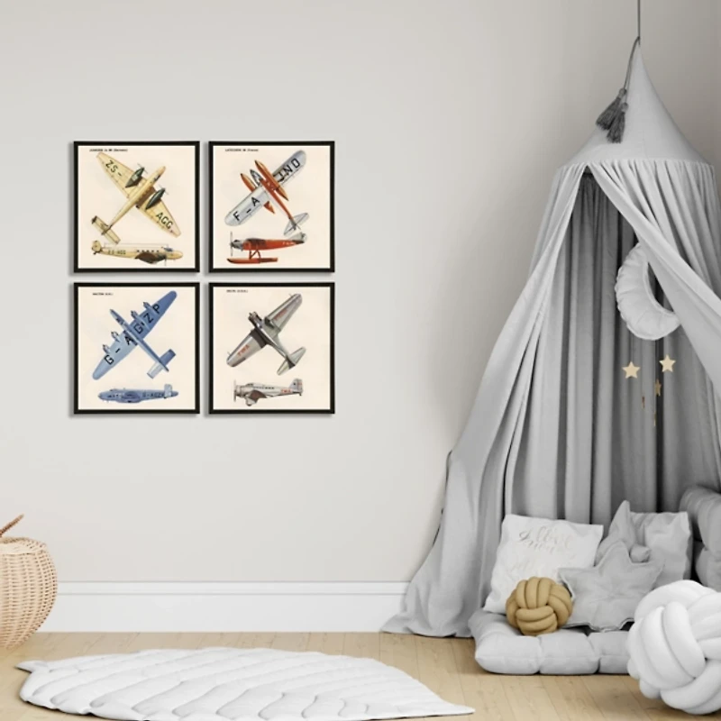 Red French Plane Kids Framed Art Print