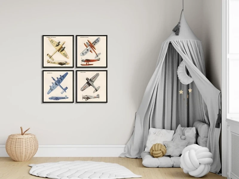 Yellow German Plane Kids Framed Art Print