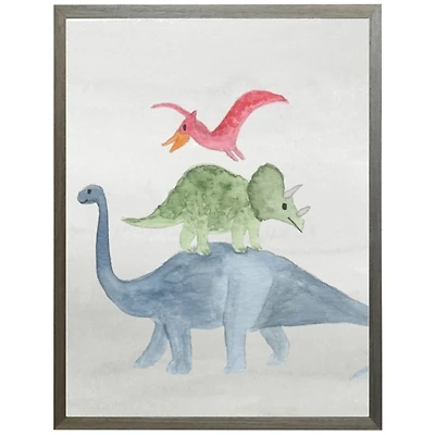 Blue, Green, & Red Dino Stack Framed Art Print