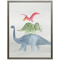 Blue, Green, & Red Dino Stack Framed Art Print