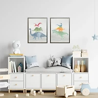 Green, Orange, & Blue Dino Stack Framed Art Print