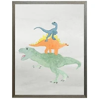 Green, Orange, & Blue Dino Stack Framed Art Print