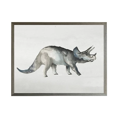 Gray Watercolor Triceratops Kids Framed Art Print