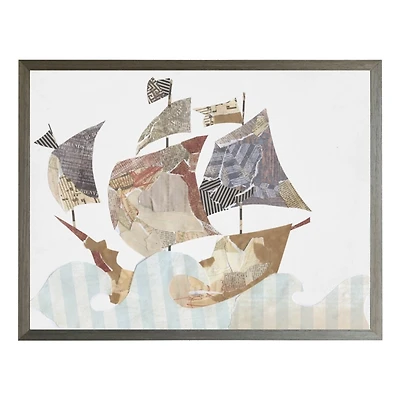 Brown Pirate Ship Kids Framed Art Print