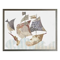 Brown Pirate Ship Kids Framed Art Print