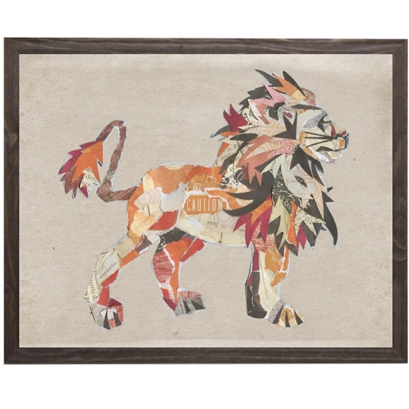 Torn Paper Lion Kids Framed Art Print