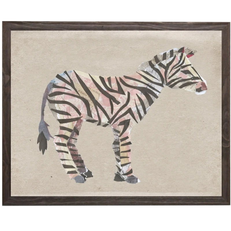 Torn Paper Zebra Kids Framed Art Print