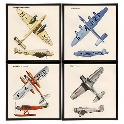 Vintage Planes Kids Framed Art Prints, Set of 4