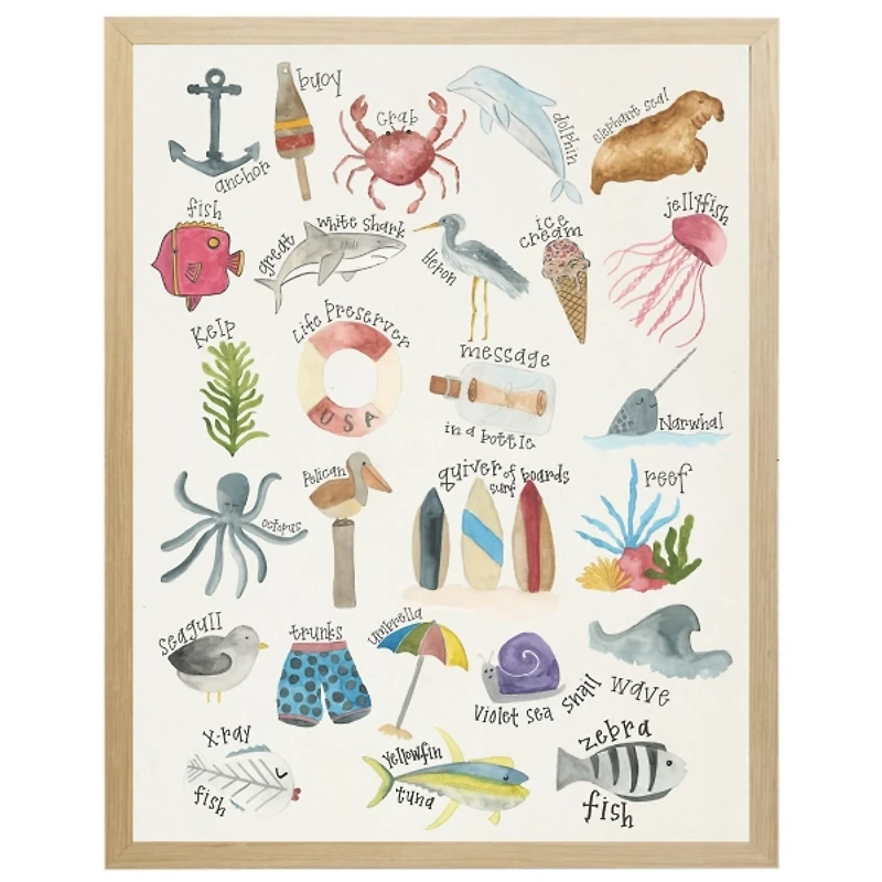 ABC Nautical Animals Kids Framed Art Print