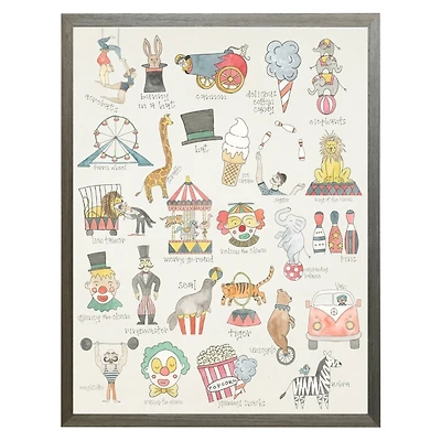 ABC Watercolor Circus Kids Framed Art Print