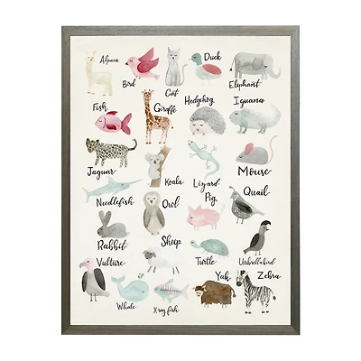 Vintage ABC Animals Kids Framed Art Print