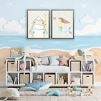 Polka Dot Shark Kids Framed Art Print