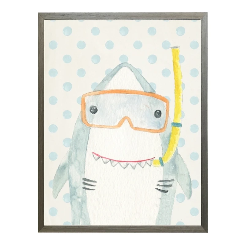 Polka Dot Shark Kids Framed Art Print