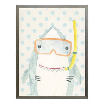 Polka Dot Shark Kids Framed Art Print