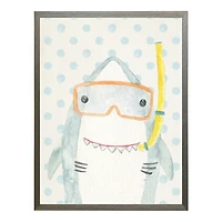Polka Dot Shark Kids Framed Art Print