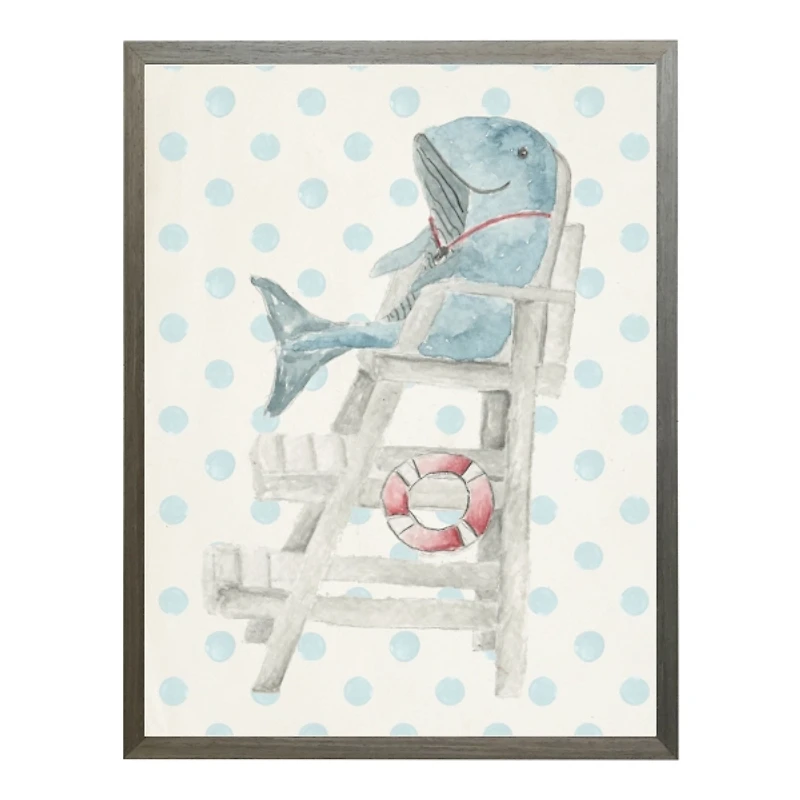 Whale Lifeguard Kids Framed Art Print