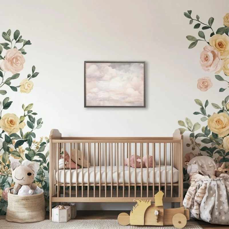 Pink Soft Clouds Kids Framed Art Print